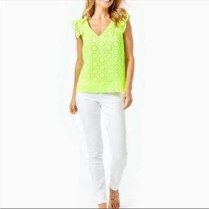 Lilly Pulitzer neon yellow ruffed tank